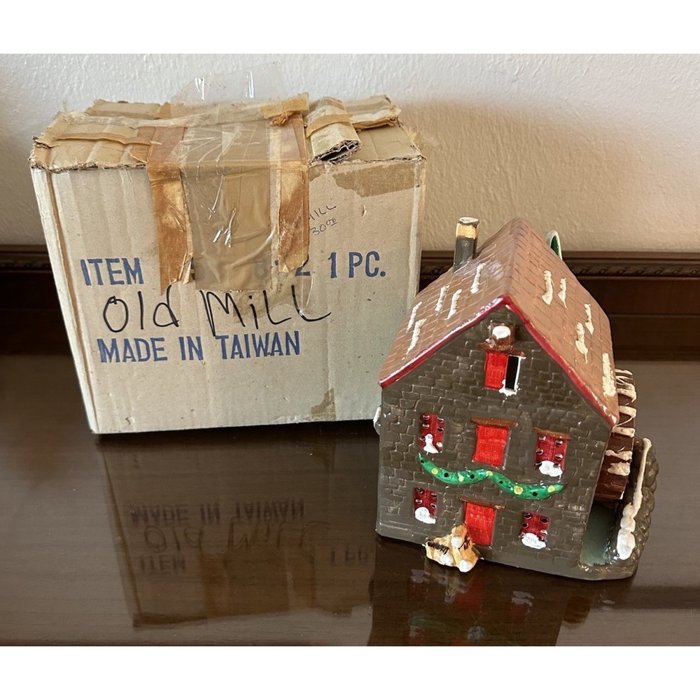 Rare Vintage Christmas 1982 Department 56 Original Snow House Mill House W/ Box